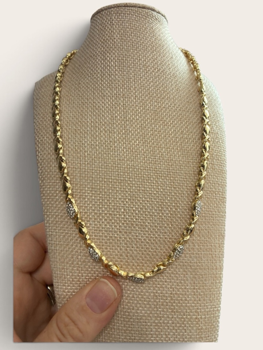Gold Filled Braided Chain Necklace with Sparkle Accents